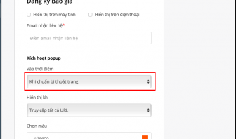 tuỳ chọn hiển thị pop-up Alongay - công cụ marketing automation
