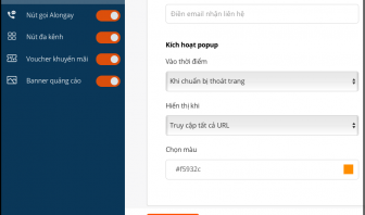 cài đặt chung Alongay công cụ marketing tăng doanh số