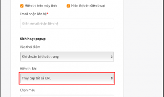 hiển thị pop-up báo giá theo URL Alongay