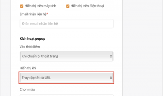 hiển thị pop-up báo giá theo URL Alongay