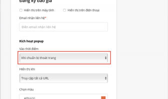 tuỳ chọn hiển thị pop-up Alongay- automation
